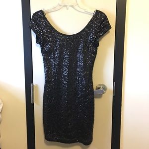 Black Sequin Body-con Dress